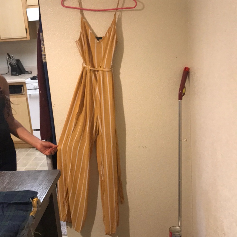 Mustard Yellow/White stripped jumpsuit